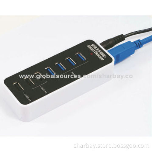 4-port USB 3.0 hubs, charger for iPhone/iPad, 12V/5A power adapter, compatible with USB 2.0/USB 1.1
